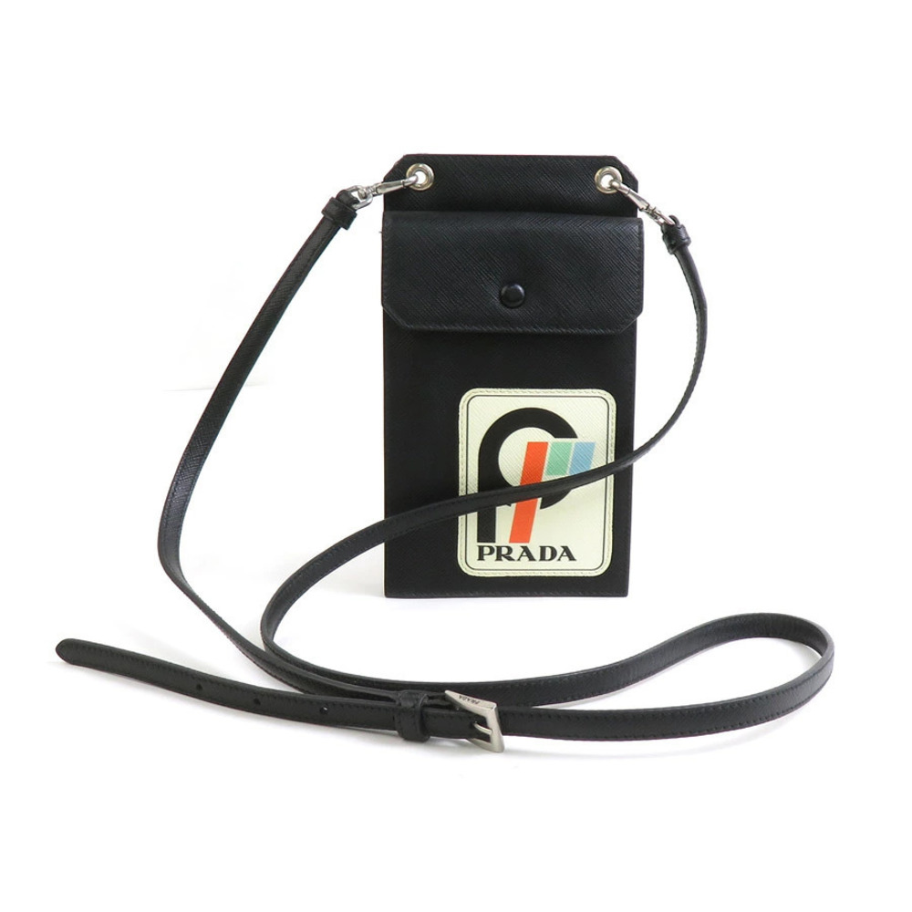 Prada Shoulder Bag Smartphone Pouch Clutch Leather Black